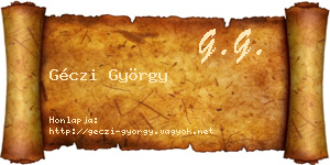 Géczi György névjegykártya